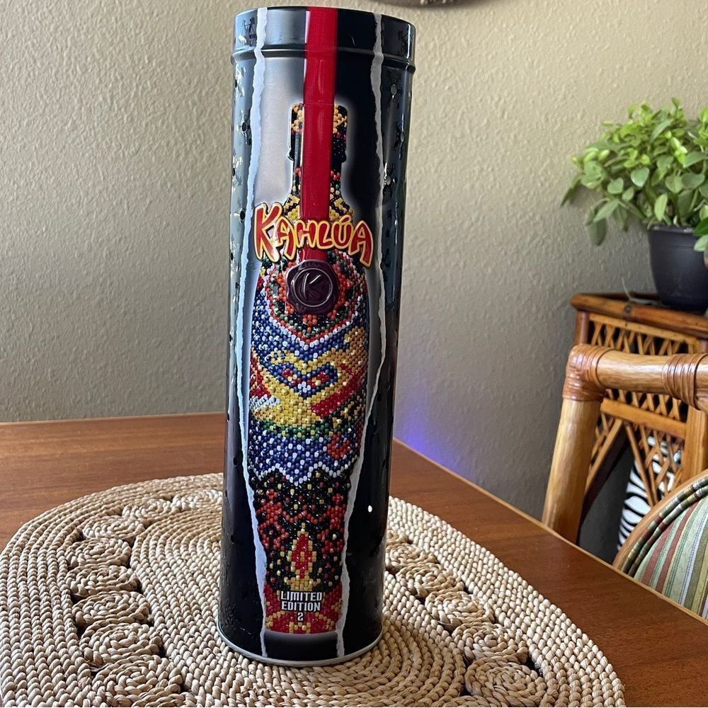 Vintage 2003 KAHLUA 12.5" X 3.5" Round Collectible Tin With Red Interior Light